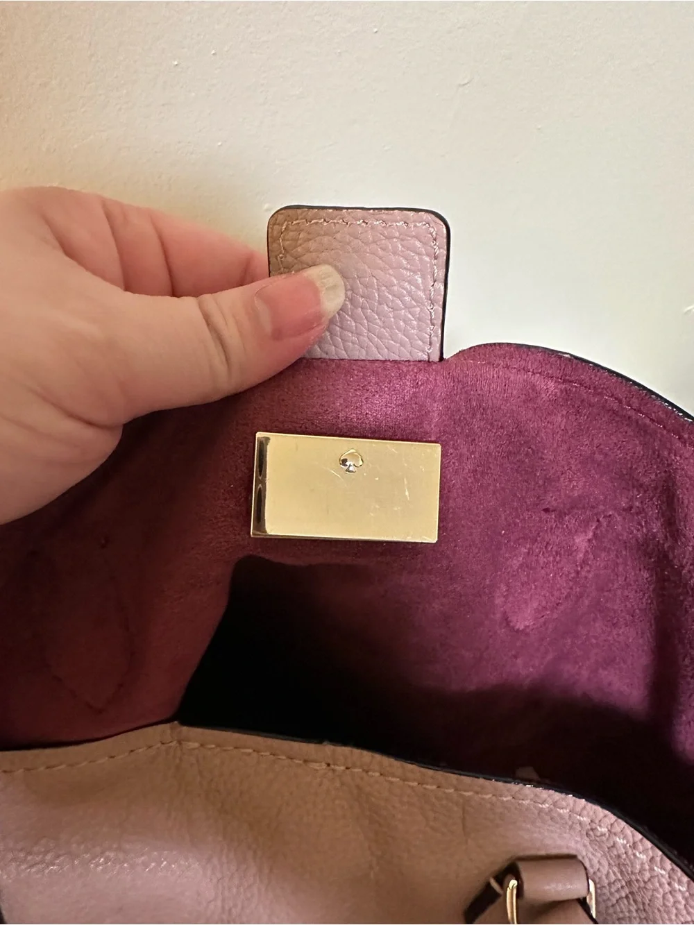kate spade Pebbled Leather Tote in Dusty Pink